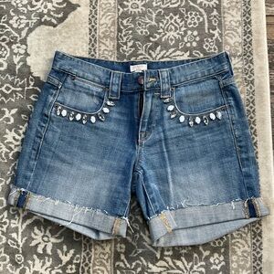 J. Crew Blue Denim Embellished Waistband Shorts 00